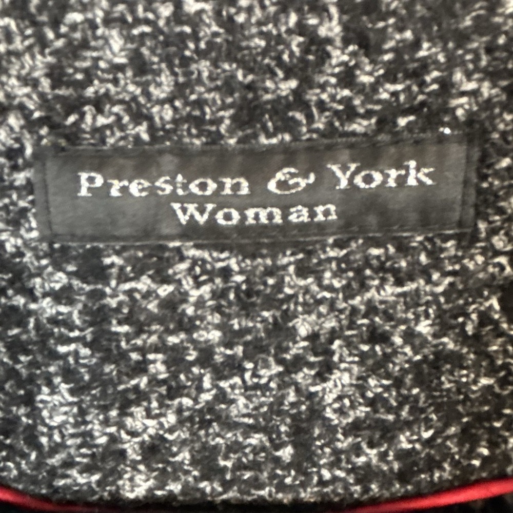 Preston & York Womens Overcoat‎ 26 Black White Tweed Asymmetrical Collar Wool - Picture 6 of 7